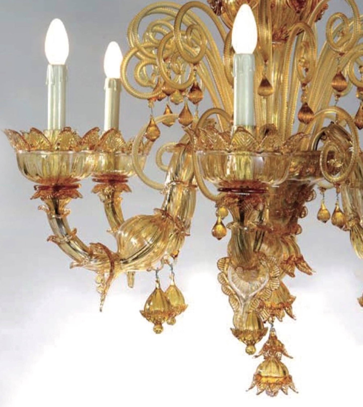 Vetreria Artistica Rosa Nevet 6-Lights Amber Glass Chandelier Additional