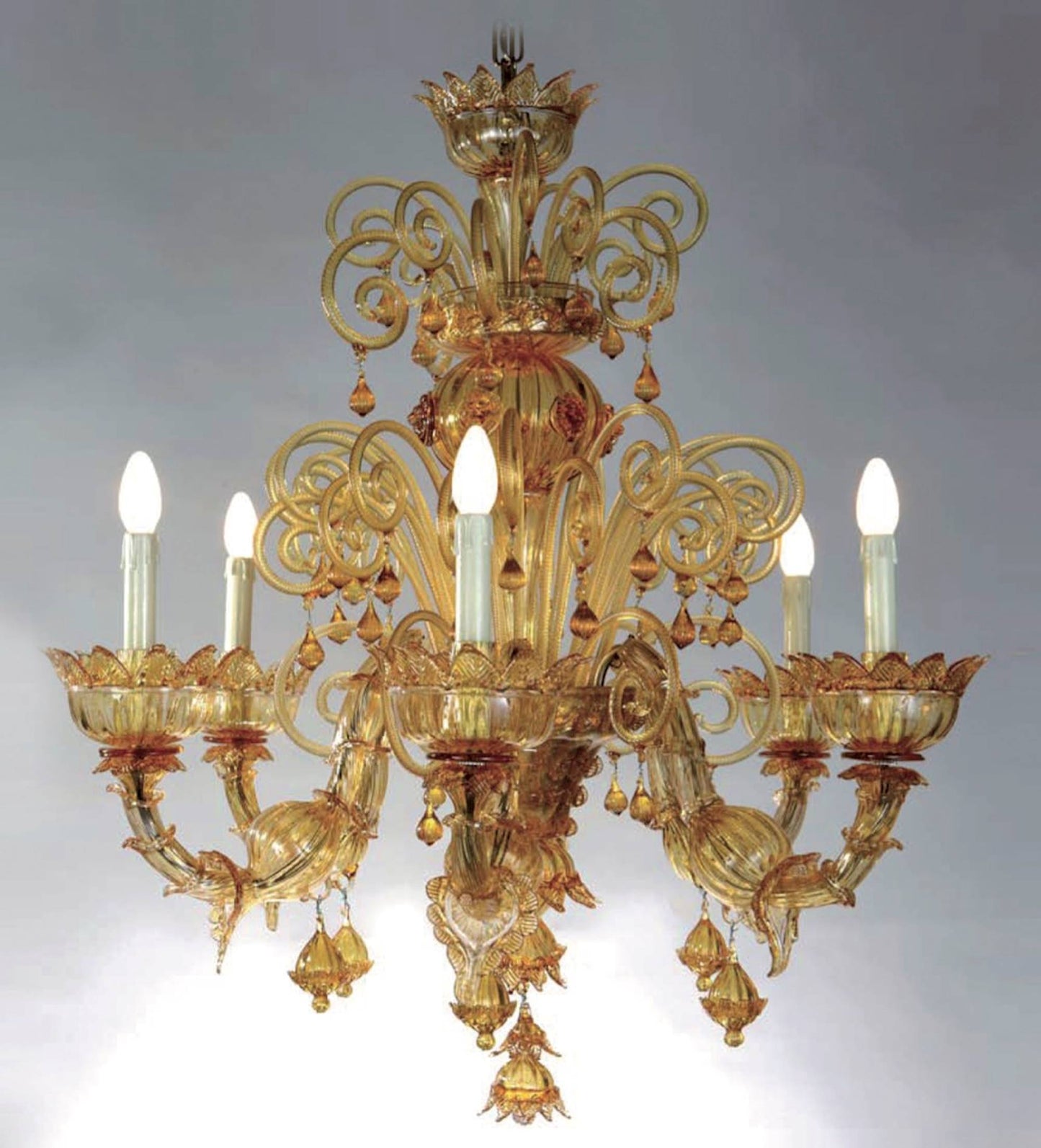 Vetreria Artistica Rosa Nevet 6-Lights Amber Glass Chandelier Additional