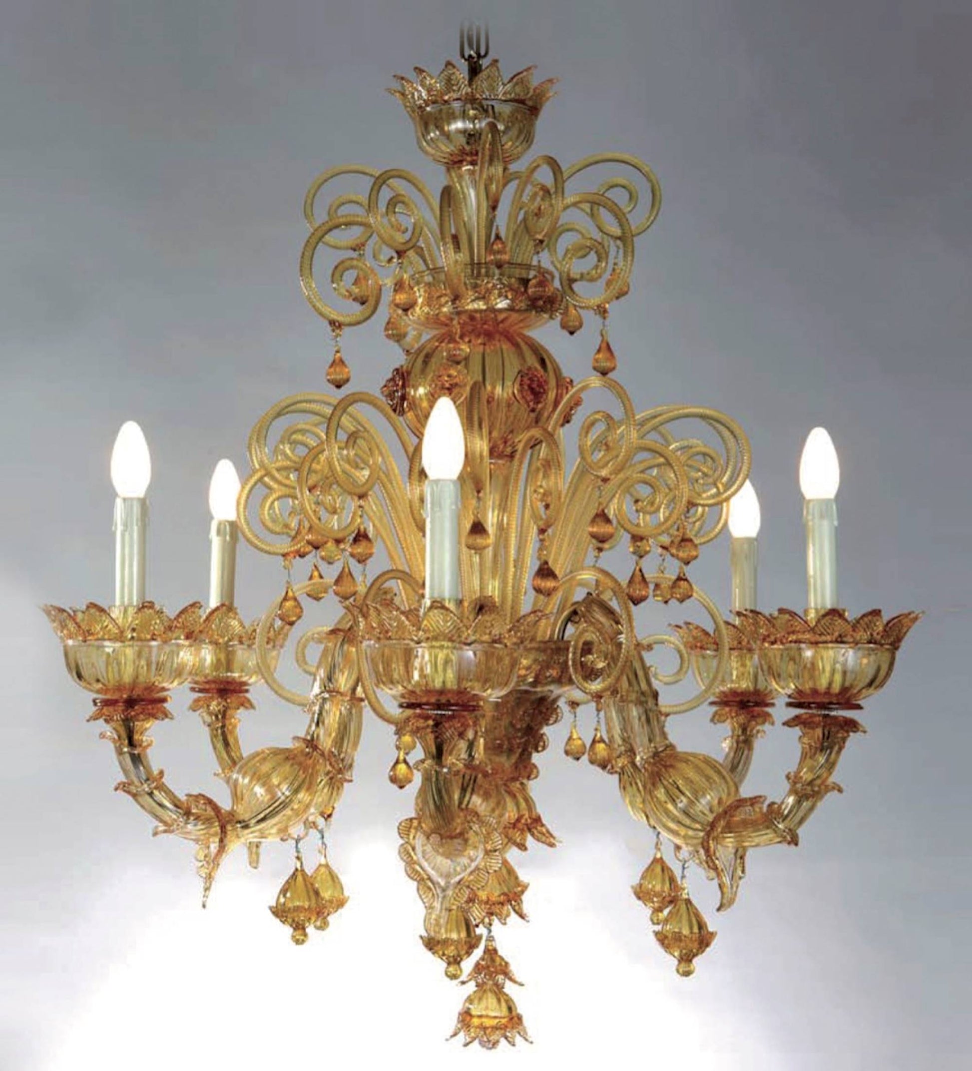 Vetreria Artistica Rosa Nevet 6-Lights Amber Glass Chandelier Additional