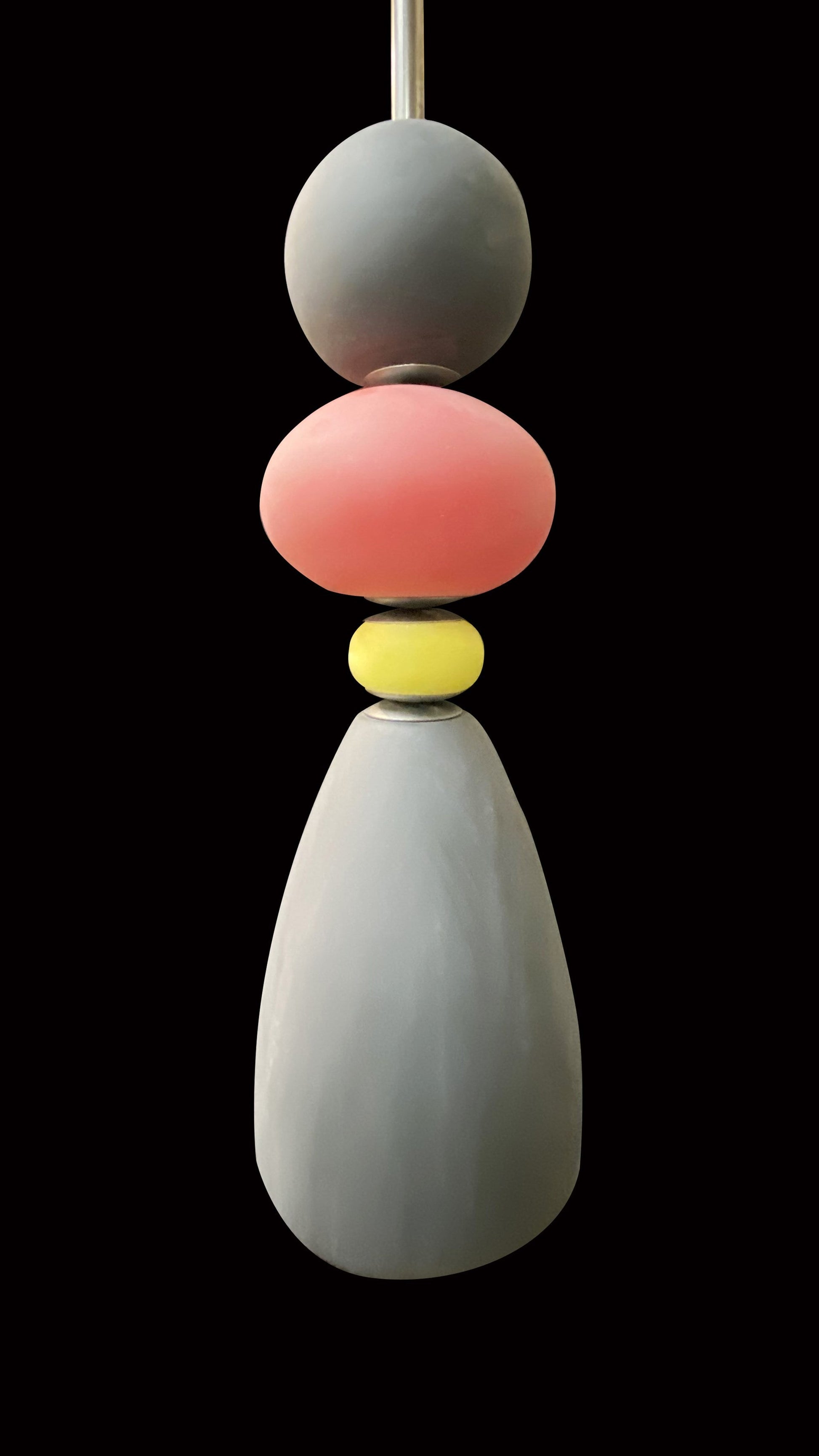 Vetreria Artistica Rosa Noir 39" Tri-Color Red, Black and Yellow Pastel Sandblasted Glass Pendant Lighting