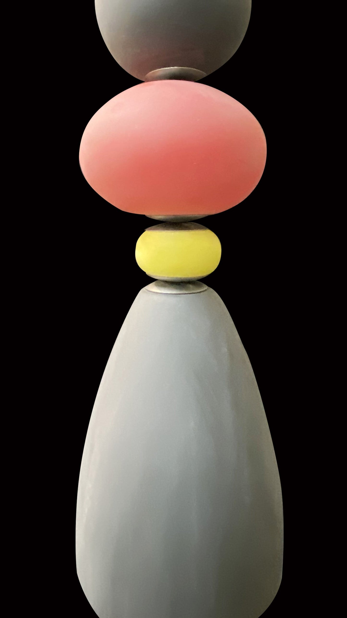 Vetreria Artistica Rosa Noir 39" Tri-Color Red, Black and Yellow Pastel Sandblasted Glass Pendant Lighting