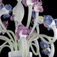 Vetreria Artistica Rosa Orchidea 18-Lights White Base With Polychrome Purple Flower Accent Glass Chandelier