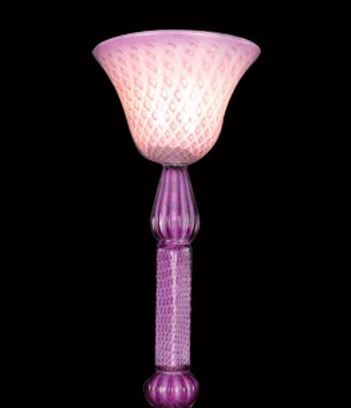 Vetreria Artistica Rosa Orchidea 77" Amethyst Frame With Sandblasted Cup Shaped Glass Shade Floor Lamp