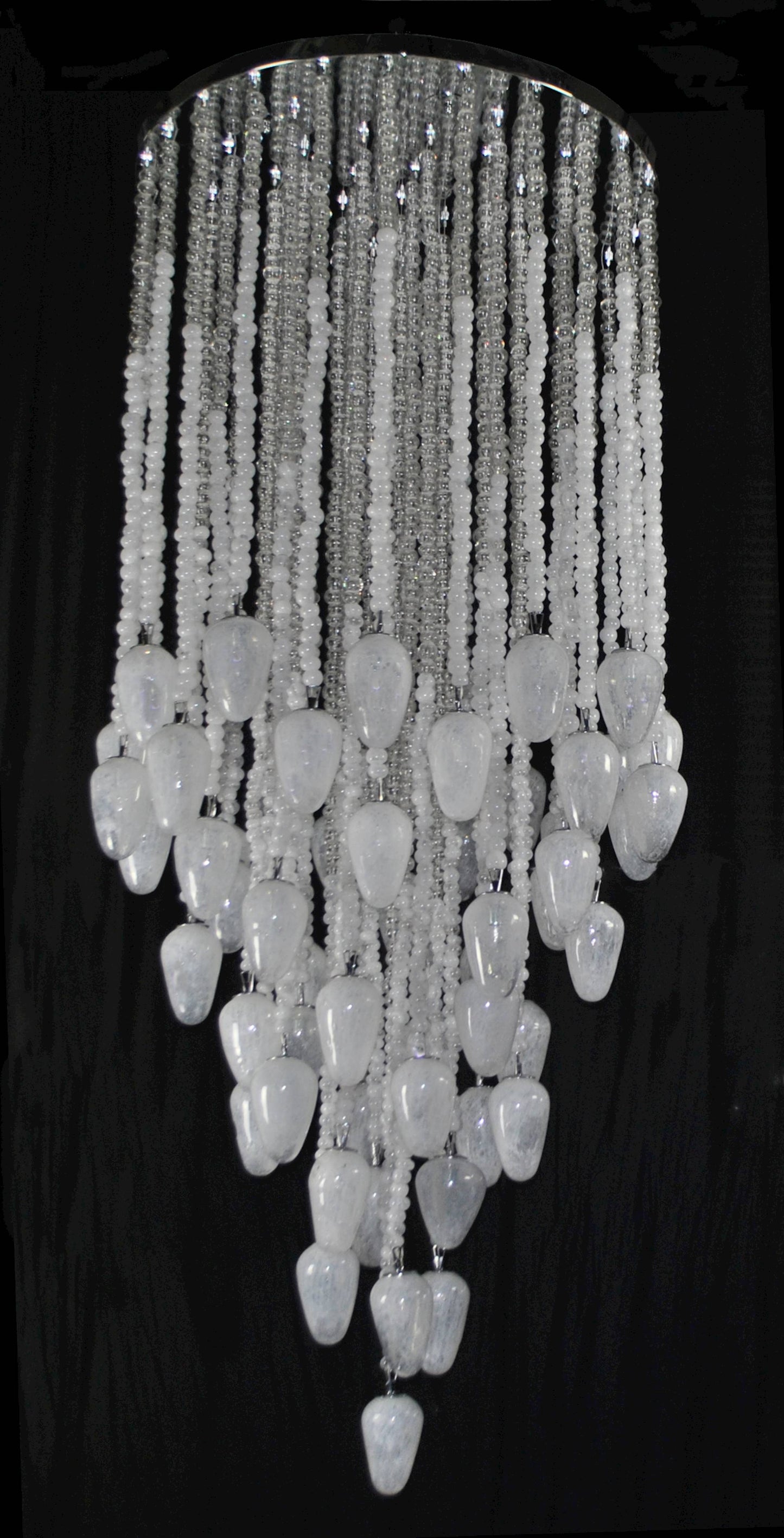 Vetreria Artistica Rosa Ovile 52-Lights White Crystal Glass Chandelier