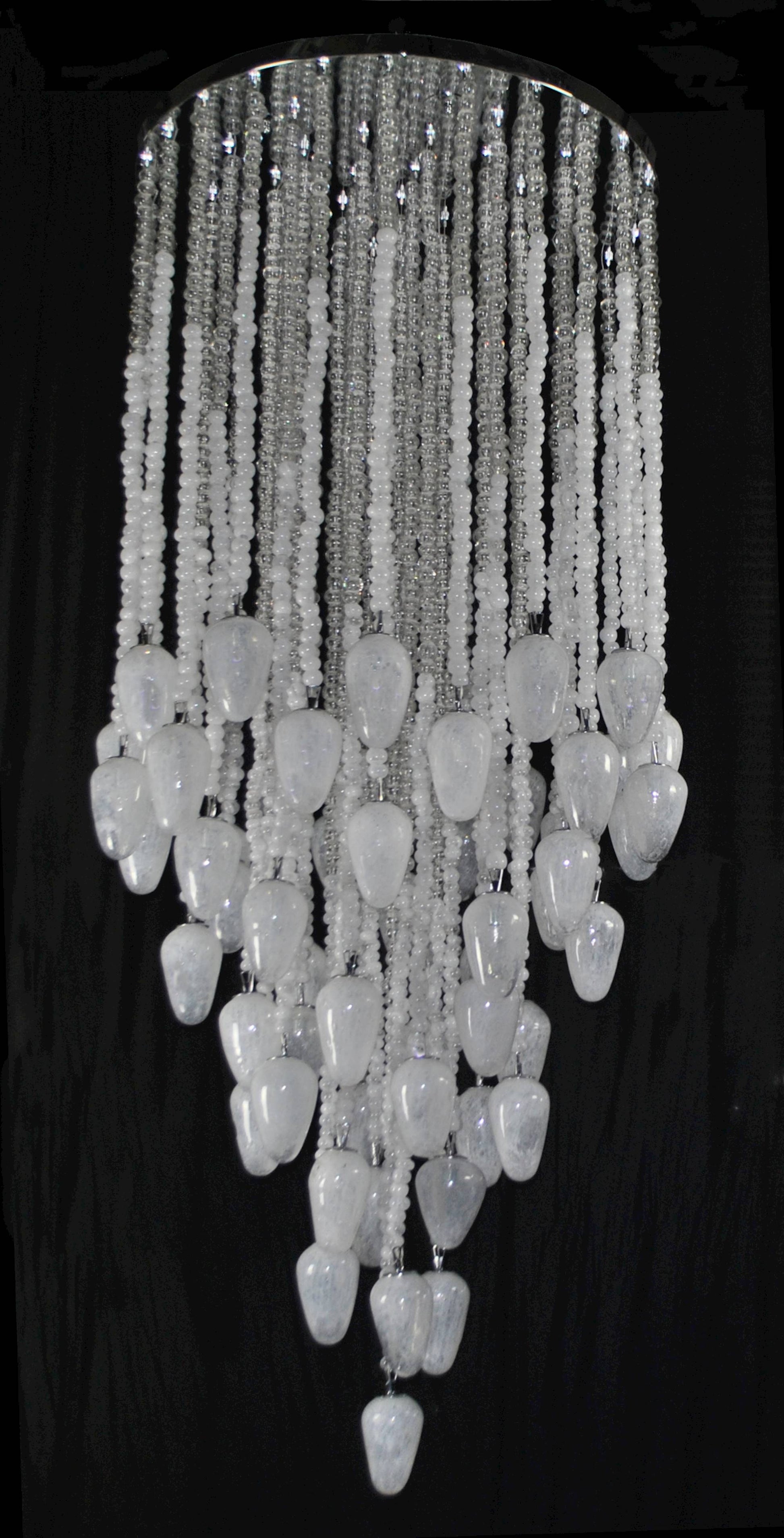 Vetreria Artistica Rosa Ovile 52-Lights White Crystal Glass Chandelier
