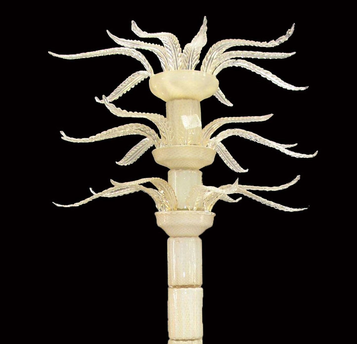 Vetreria Artistica Rosa Palmera 71" White and Ivory Frame With Palm Tree Design Glass Floor Lamp