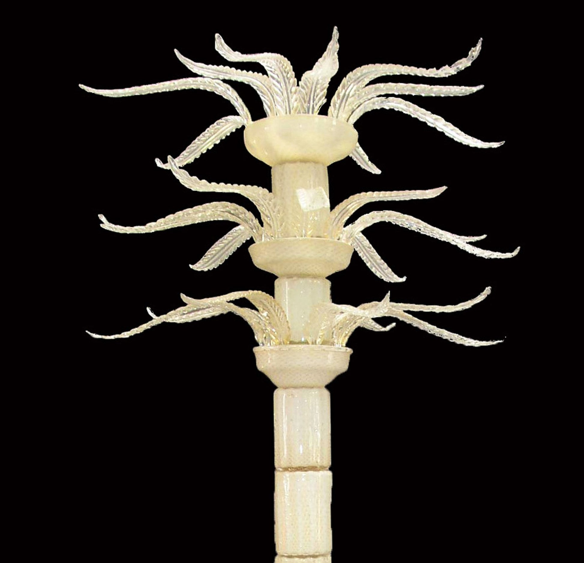 Vetreria Artistica Rosa Palmera 71" White and Ivory Frame With Palm Tree Design Glass Floor Lamp