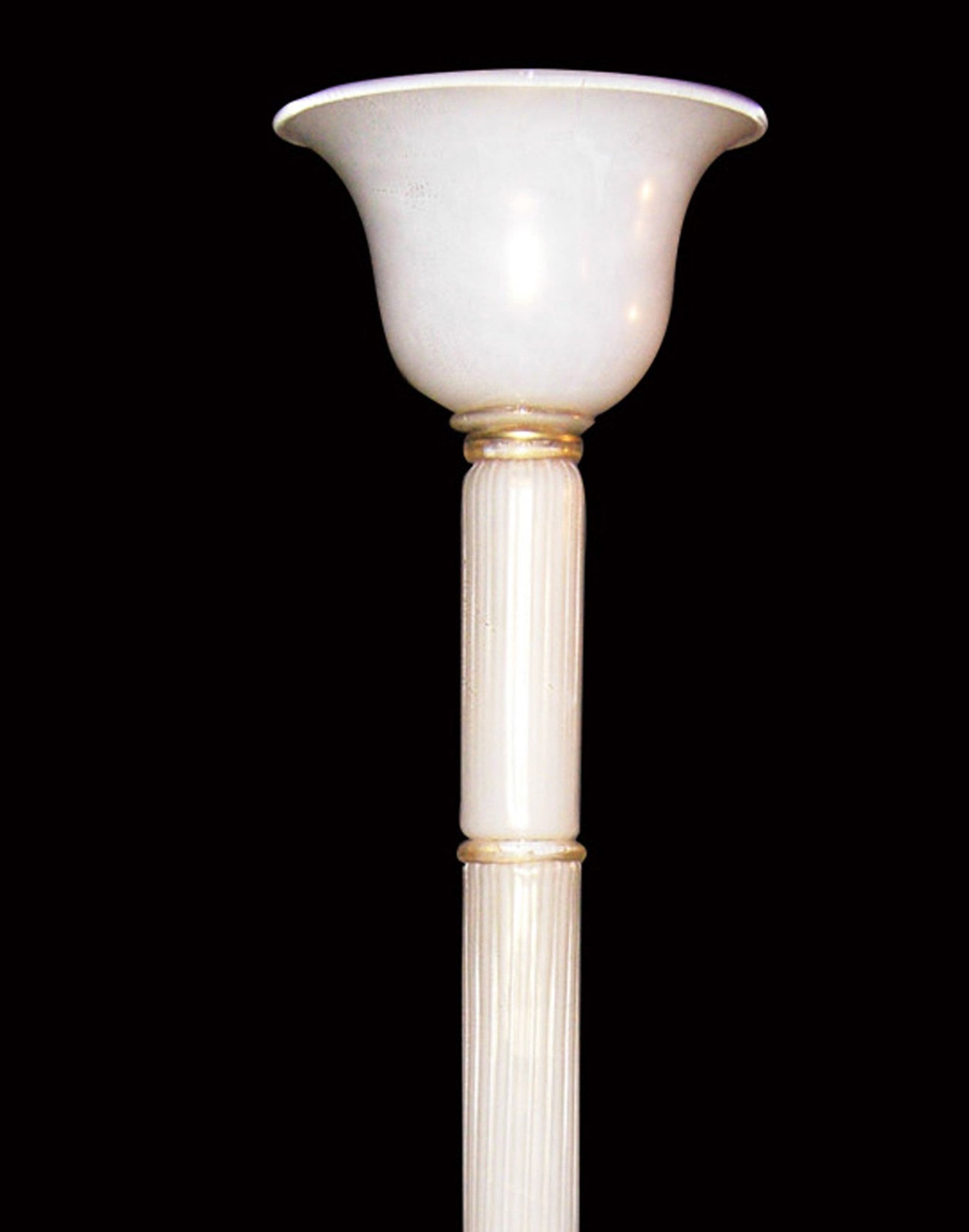 Vetreria Artistica Rosa Peonia 71" White and Gold Frame With Bell-Shaped Glass Shade Floor Lamp