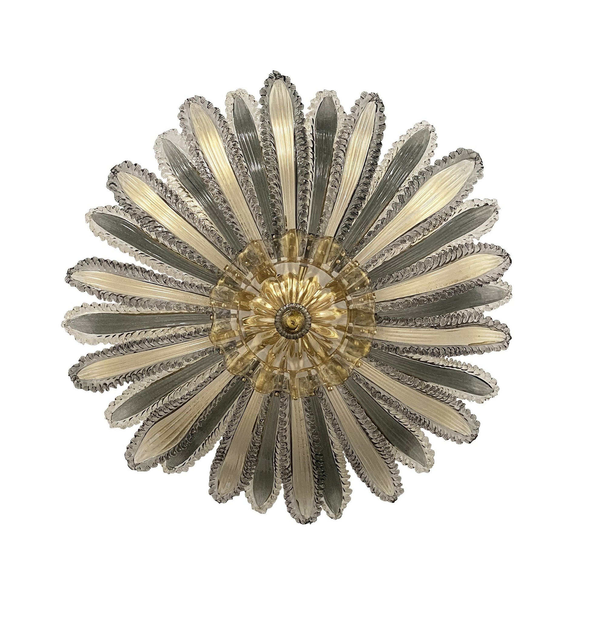 Vetreria Artistica Rosa Plafoneria Golden 28-Lights Gray and Gold Glass Flush Mount
