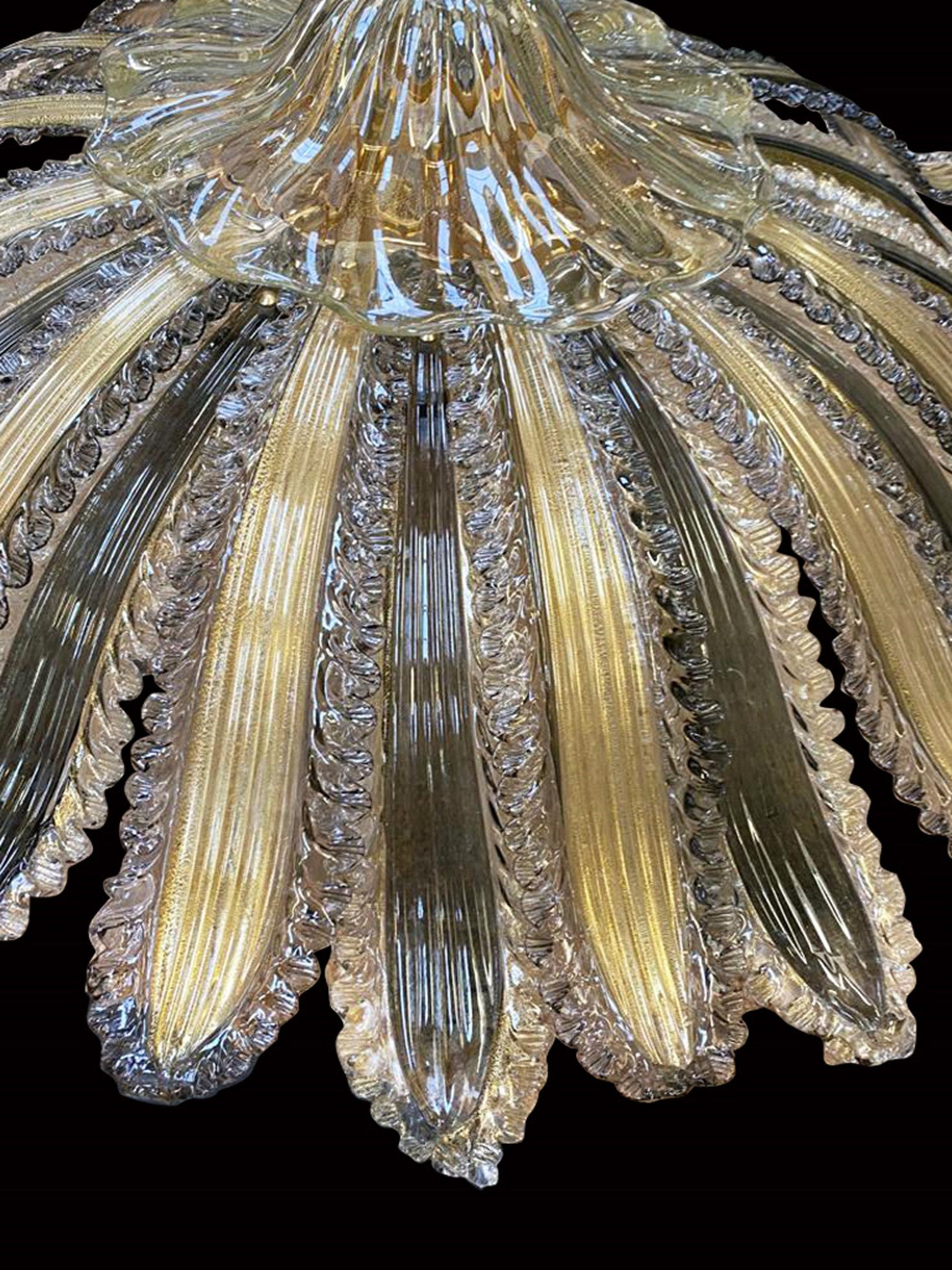 Vetreria Artistica Rosa Plafoneria Golden 28-Lights Gray and Gold Glass Flush Mount