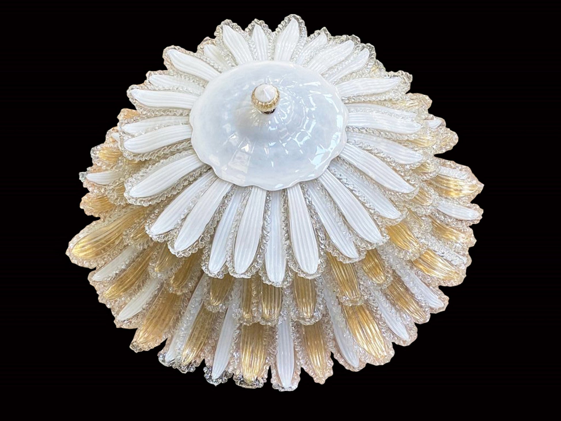 Vetreria Artistica Rosa Plafoneria White-Gold 100-Lights White and Gold Glass Flush Mount