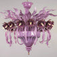 Vetreria Artistica Rosa Plafoniera Floren 16-Lights Amethyst Base With 24 Carat Gold Glass Chandelier