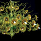 Vetreria Artistica Rosa Plafoniera Girasole 36-Lights Green Crystal Base With Orange and Yellow Flower Accent Glass Chandelier