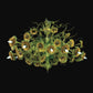 Vetreria Artistica Rosa Plafoniera Girasole 36-Lights Green Crystal Base With Orange and Yellow Flower Accent Glass Chandelier