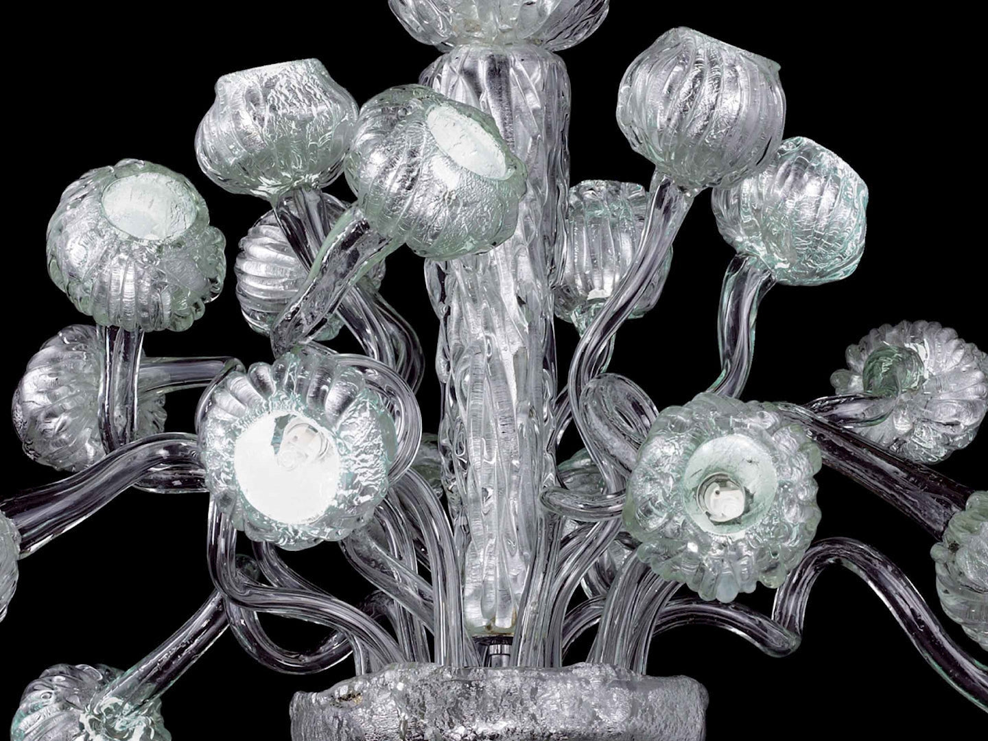 Vetreria Artistica Rosa Prestige 18-Lights Pure Silver Foil Glass Chandelier