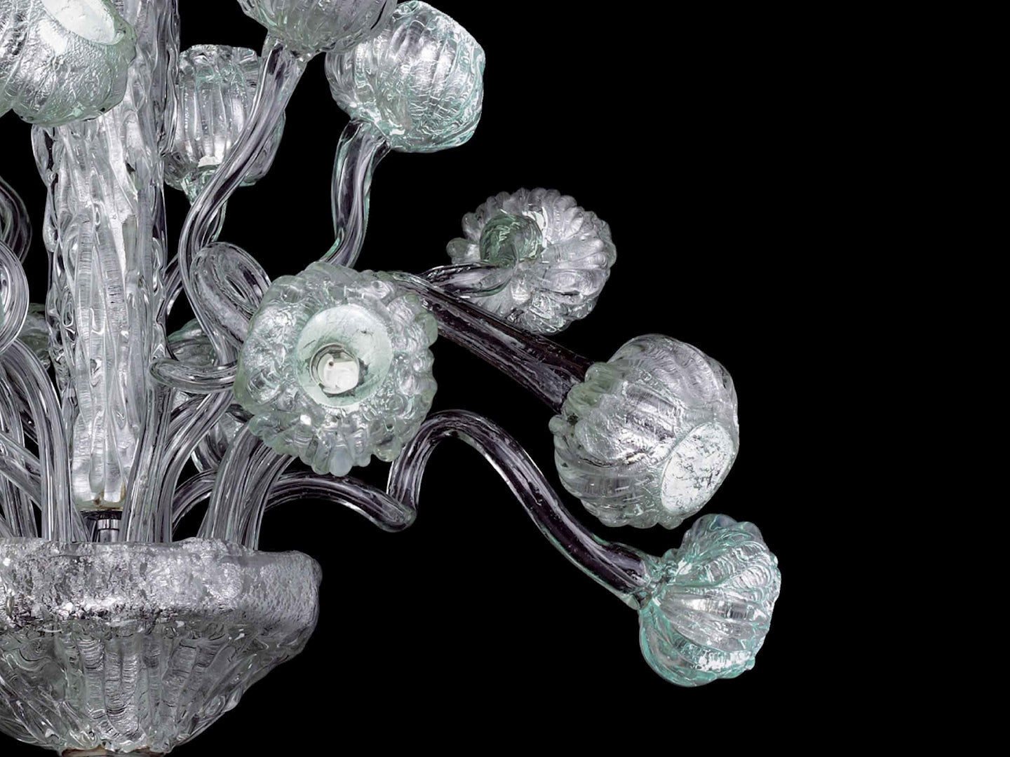 Vetreria Artistica Rosa Prestige 18-Lights Pure Silver Foil Glass Chandelier