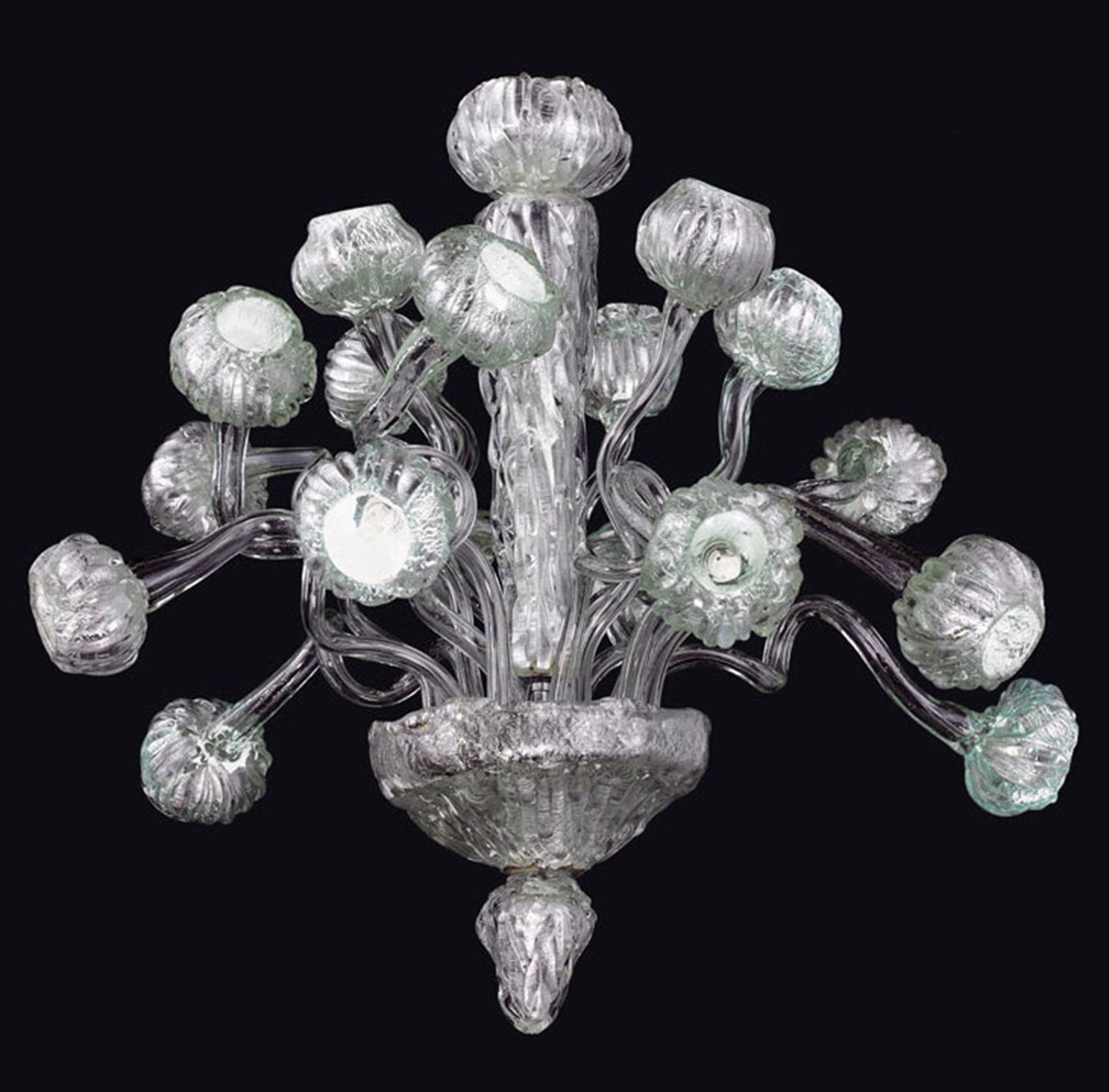 Vetreria Artistica Rosa Prestige 18-Lights Pure Silver Foil Glass Chandelier