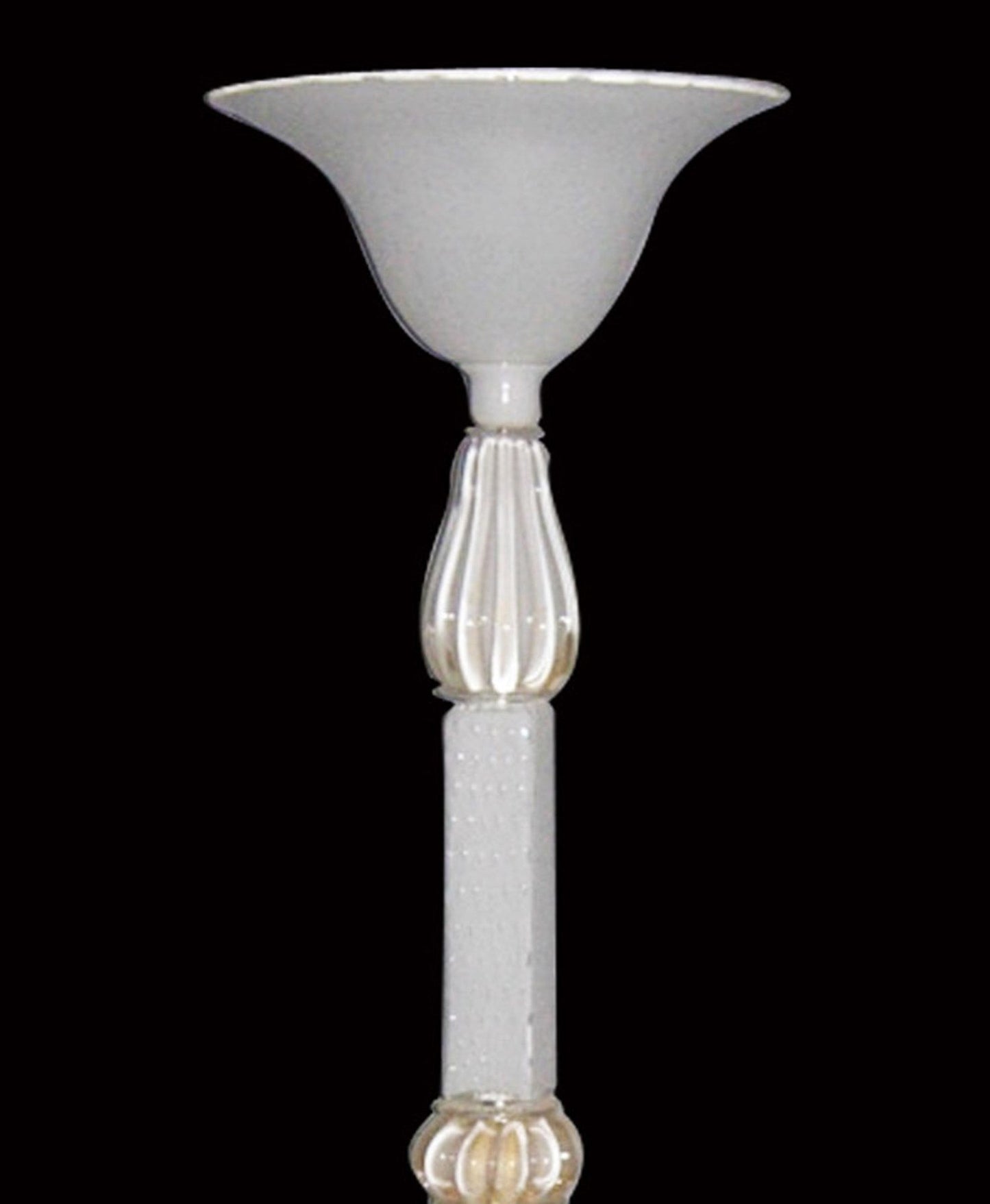 Vetreria Artistica Rosa Primula 71" White and Gold Frame With Bell-Shaped Glass Shade Floor Lamp