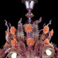 Vetreria Artistica Rosa Princess 8-Lights Pink Crystal Gold Base With Light Orange Flower Accent Glass Chandelier