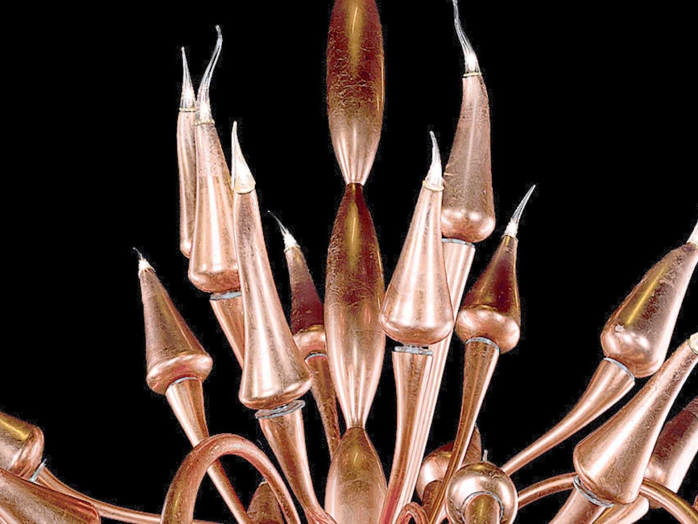 Vetreria Artistica Rosa Ramés 24-Lights Dark Brown Copper Plates Glass Chandelier