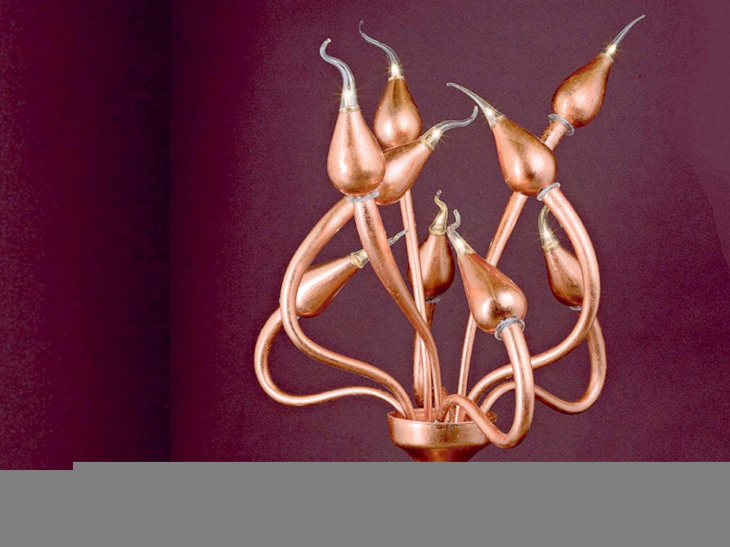 Vetreria Artistica Rosa Ramés 24-Lights Dark Brown Copper Plates Glass Chandelier