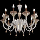 Vetreria Artistica Rosa Reame 10-Lights White Pastel With Gold and Crystal Details Candle Light Glass Chandelier