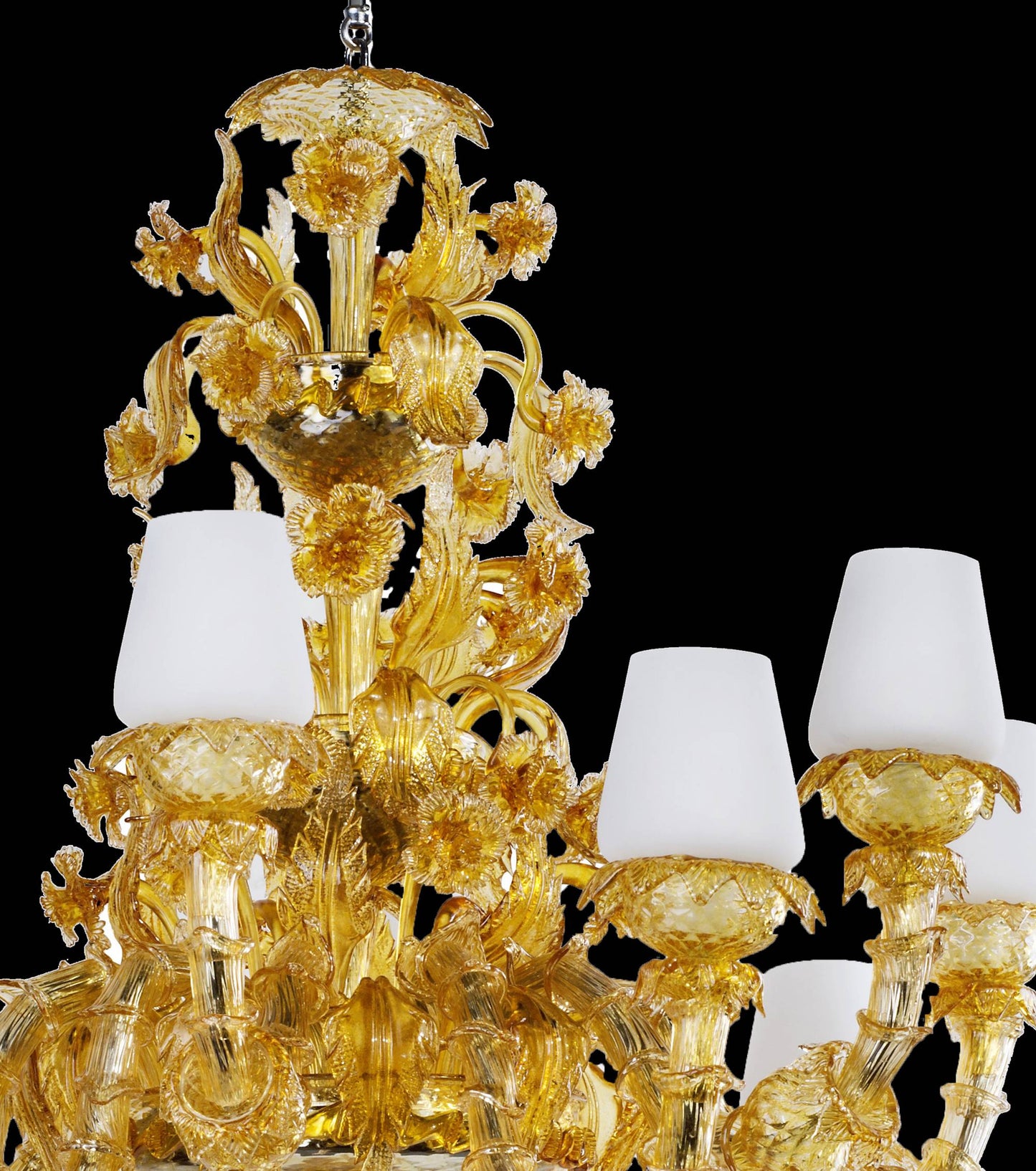 Vetreria Artistica Rosa Renoir 12-Lights Amber Sandblasted Glass Chandelier