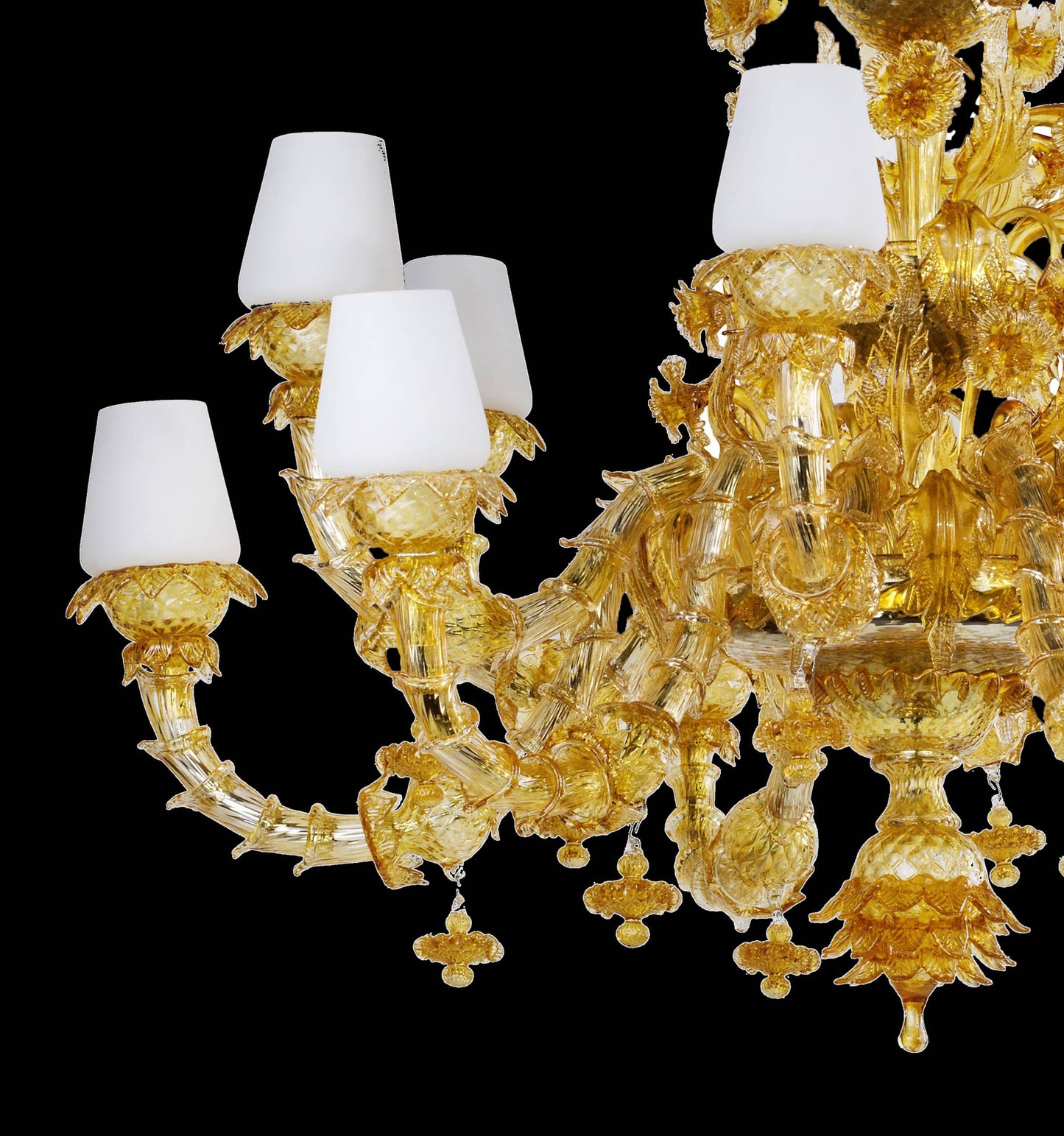 Vetreria Artistica Rosa Renoir 12-Lights Amber Sandblasted Glass Chandelier