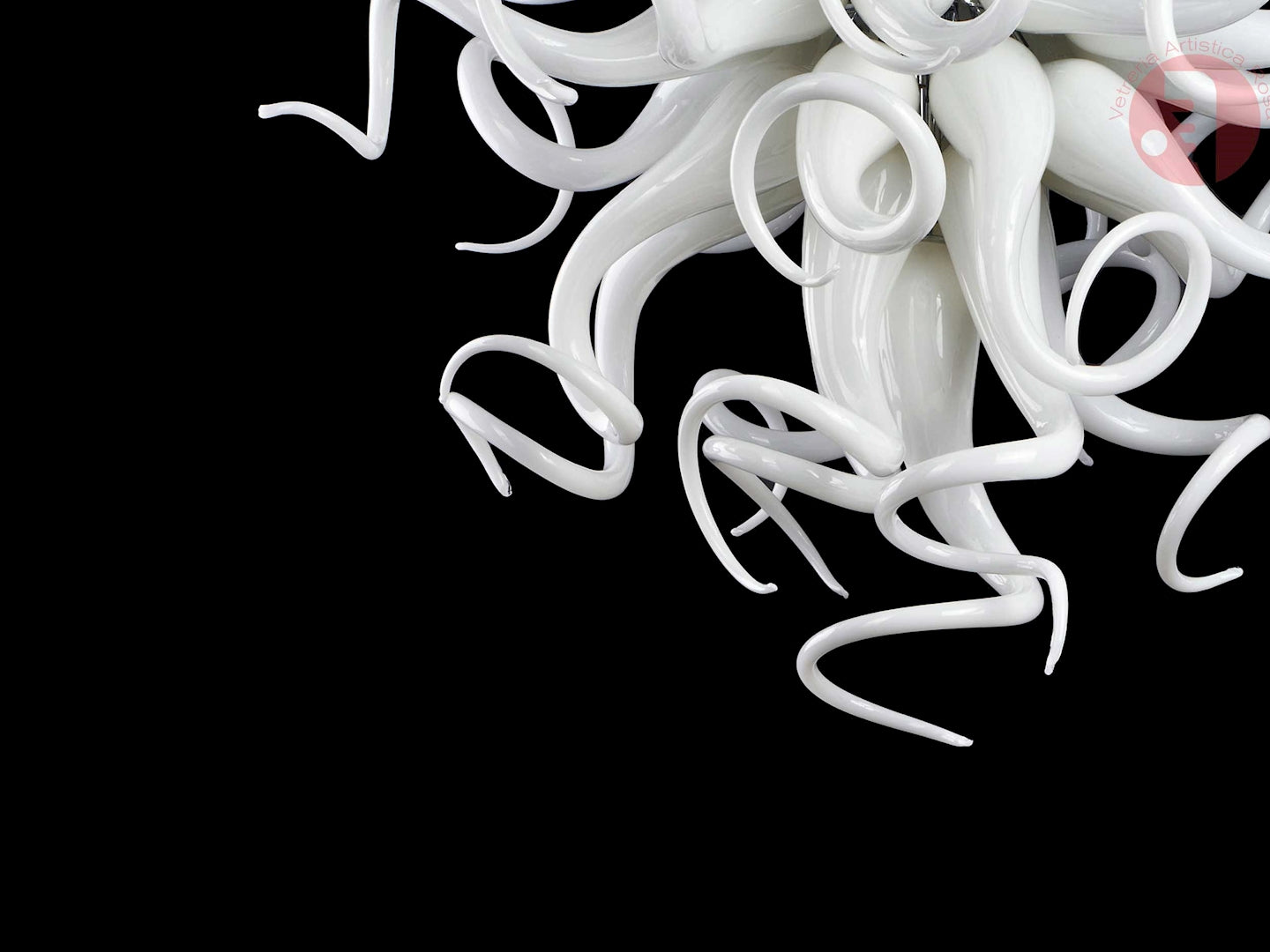 Vetreria Artistica Rosa Riccio 12-Lights White Curl Glass Chandelier