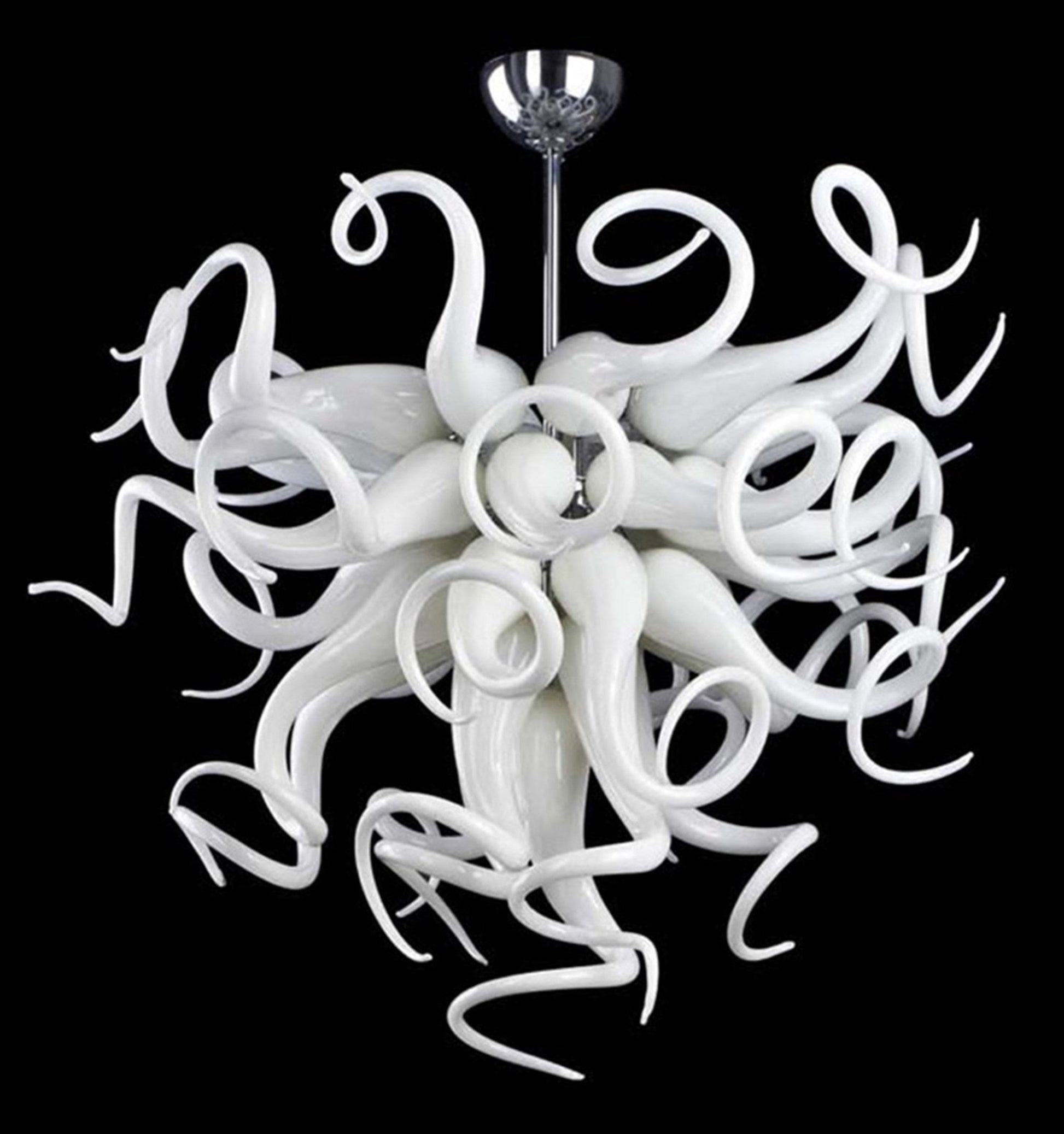 Vetreria Artistica Rosa Riccio 12-Lights White Curl Glass Chandelier