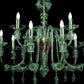Vetreria Artistica Rosa Rinascimento 9-Lights Transparent Green Candle Light Glass Chandelier