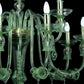 Vetreria Artistica Rosa Rinascimento 9-Lights Transparent Green Candle Light Glass Chandelier