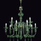 Vetreria Artistica Rosa Rinascimento 9-Lights Transparent Green Candle Light Glass Chandelier