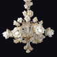 Vetreria Artistica Rosa Roser 6-Lights White and Gold Base With Flower Accent Glass Chandelier