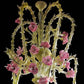 Vetreria Artistica Rosa Roser Grande 52-Lights Yellow Crystal Base With Pink Paste Flowers Glass Chandelier