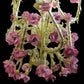Vetreria Artistica Rosa Roser Grande 52-Lights Yellow Crystal Base With Pink Paste Flowers Glass Chandelier