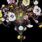 Vetreria Artistica Rosa Roser Scultura 12-Lights Amethyst and Green Gradient Pink Base With Polychrome Flowers Glass Chandelier