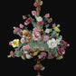 Vetreria Artistica Rosa Roseto 18-Lights Transparent Green Crystal Base With Polychrome Flower Accent Glass Chandelier
