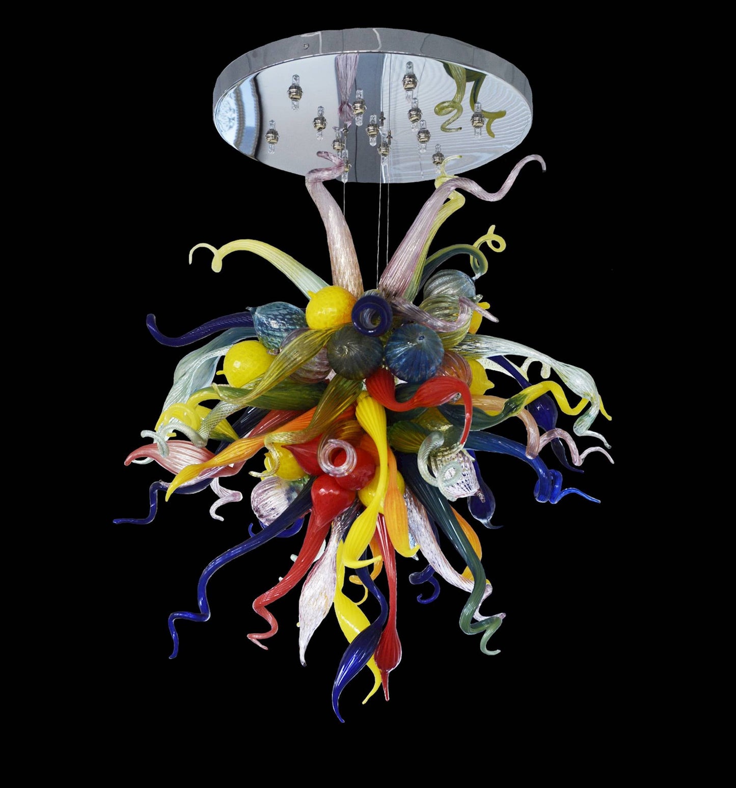 Vetreria Artistica Rosa Scultura Arcobaleno 32-Lights Brightly Multi-Colored Paste Glass Chandelier