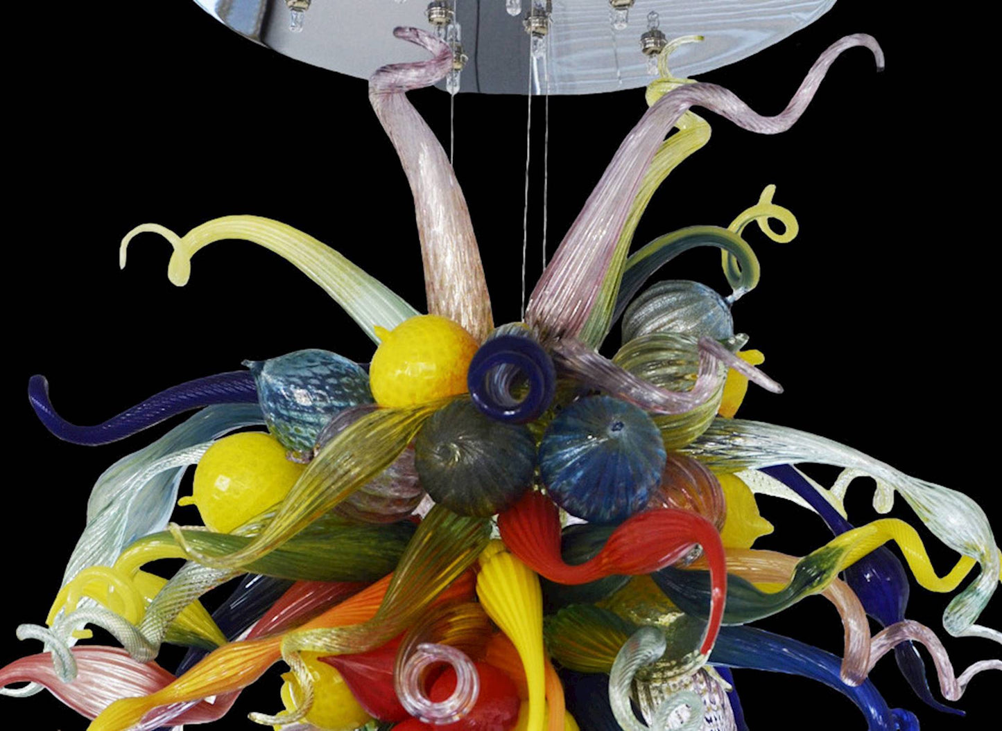 Vetreria Artistica Rosa Scultura Arcobaleno 32-Lights Brightly Multi-Colored Paste Glass Chandelier