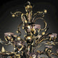 Vetreria Artistica Rosa Scultura Nero 32-Lights Black and Gold Base With Purple Crystal Cups Glass Chandelier
