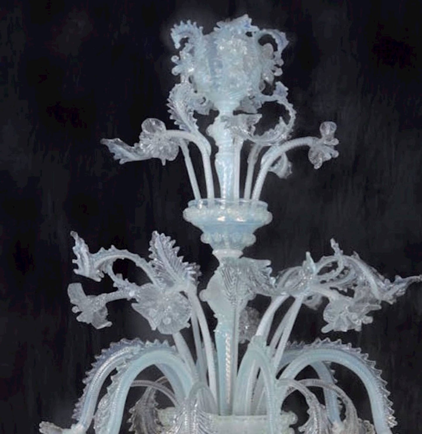 Vetreria Artistica Rosa Secolo Opal 6-Lights White Crystal Glass Chandelier