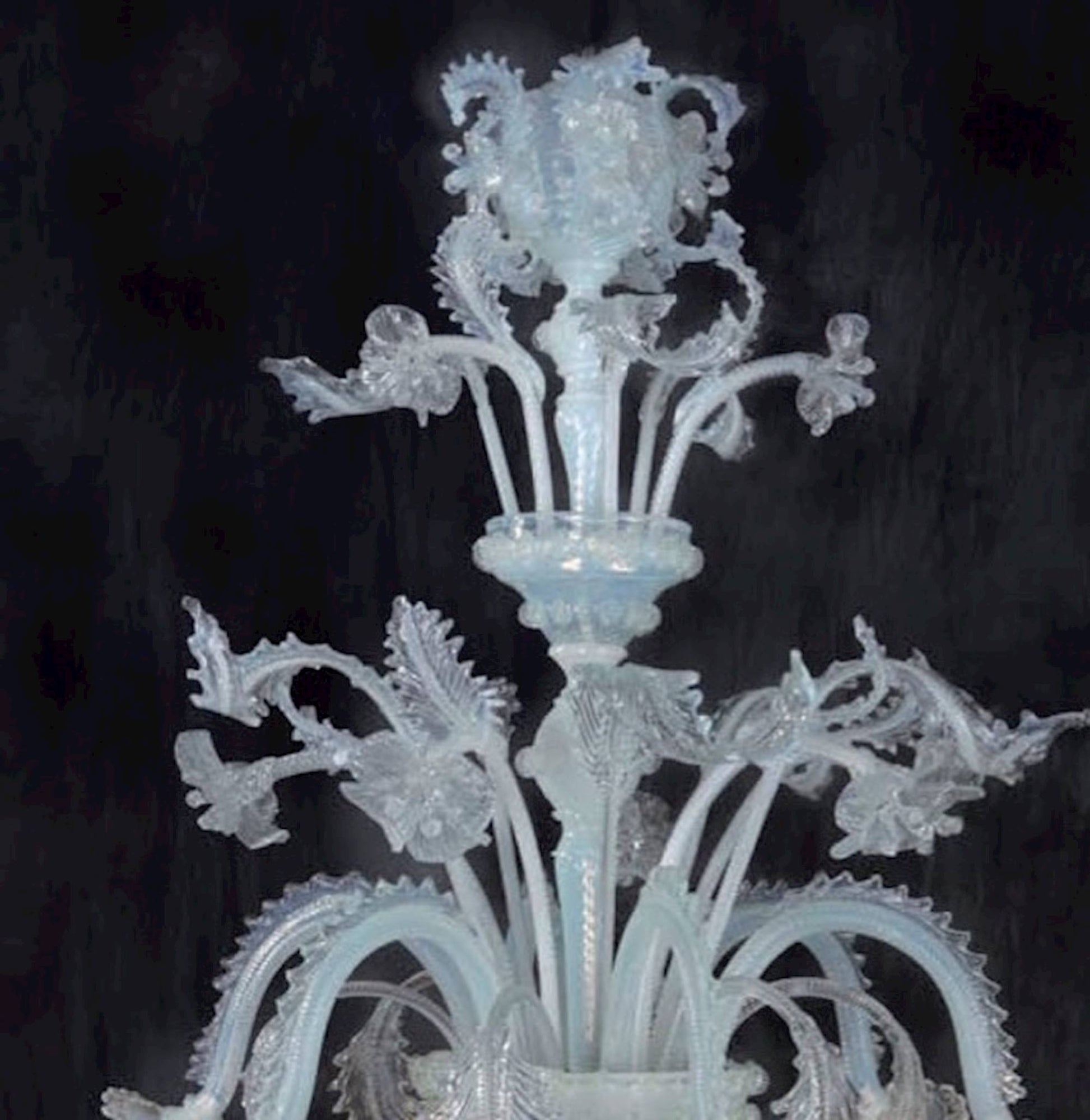 Vetreria Artistica Rosa Secolo Opal 6-Lights White Crystal Glass Chandelier