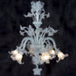 Vetreria Artistica Rosa Secolo Opal 6-Lights White Crystal Glass Chandelier