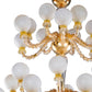 Vetreria Artistica Rosa Sfera 48-Lights Amber Base With Sandblasted White Sphere Shades Glass Chandelier