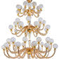 Vetreria Artistica Rosa Sfera 48-Lights Amber Base With Sandblasted White Sphere Shades Glass Chandelier