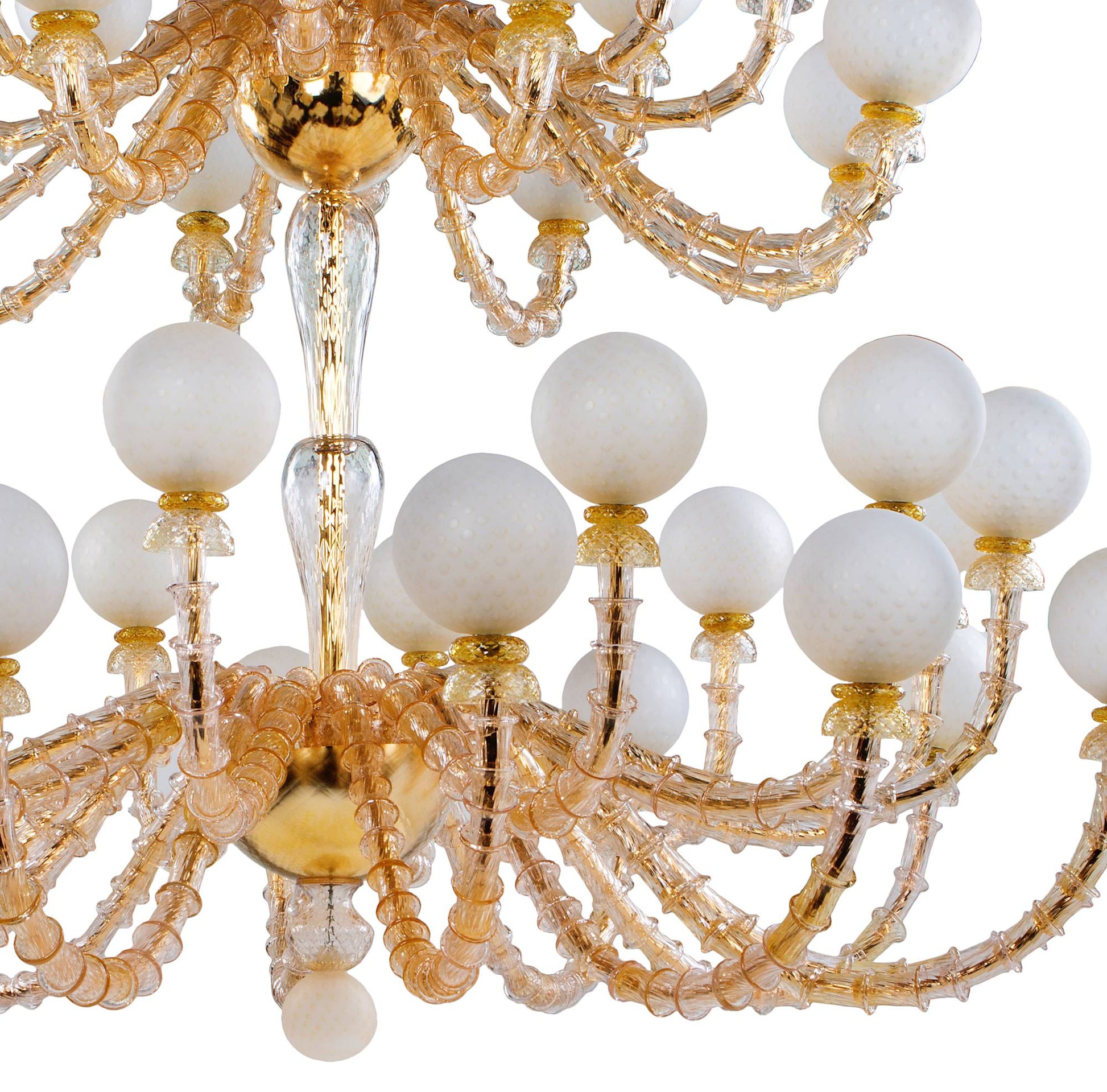 Vetreria Artistica Rosa Sfera 48-Lights Crystal White Sandblasted Glass Chandelier
