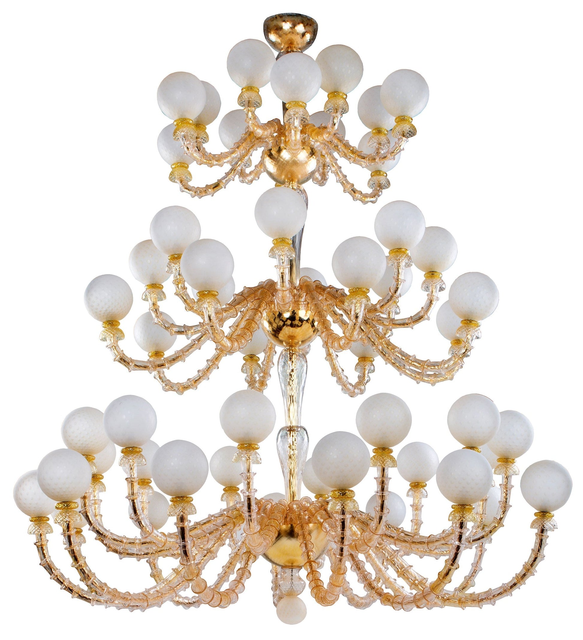 Vetreria Artistica Rosa Sfera 48-Lights Crystal White Sandblasted Glass Chandelier