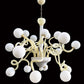 Vetreria Artistica Rosa Snow 18-Lights Ivory Base With White Sandblasted Sphere Shade Glass Chandelier