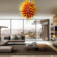 Vetreria Artistica Rosa Sole 150-Lights Faded Yellow Red Flame Glass Chandelier